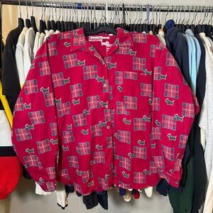 Red Plaid & Scotty Dog Button-Up Shirt